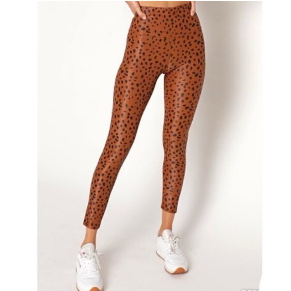 Beach Riot Ayla Sport Leopard Print Ribbed Leggings size large
